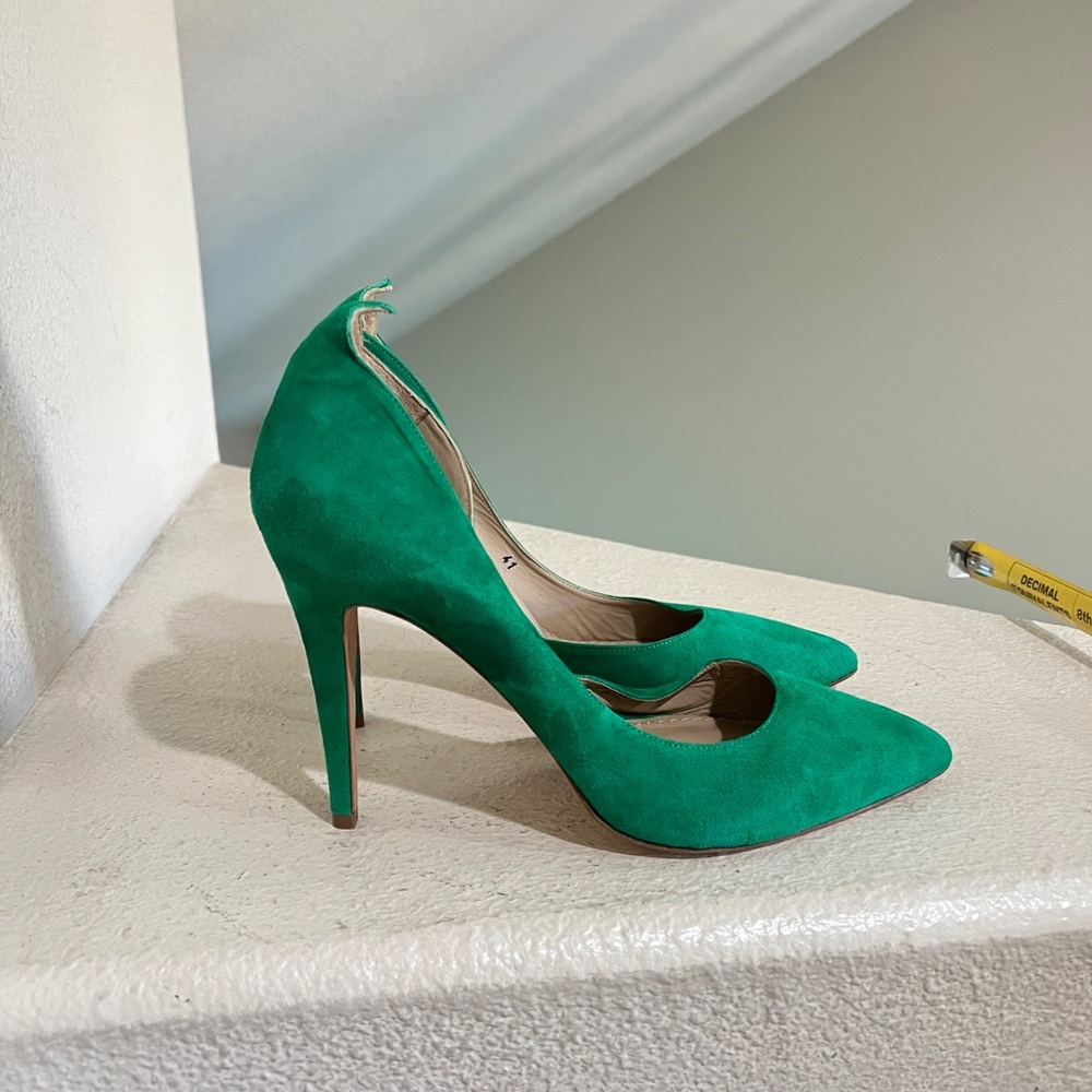 BY MALENE BIRGER green leather‎ pointed toes high heels dressy shoes size 41/ 10
